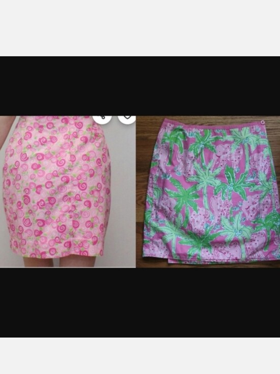 Lilly Pulitzer Dresses & Skirts - Lilly Pulitzer Reversible Pink Snail/ Green Palm&Pink Elifant Wrap Skirt…